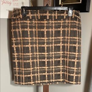 Ann Taylor Checkered Pencil Skirt in Tan and Black